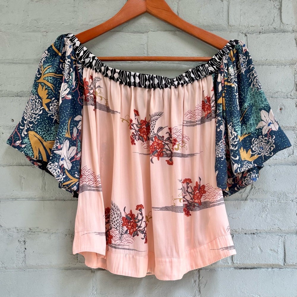 Free People Floral Off-Shoulder Top